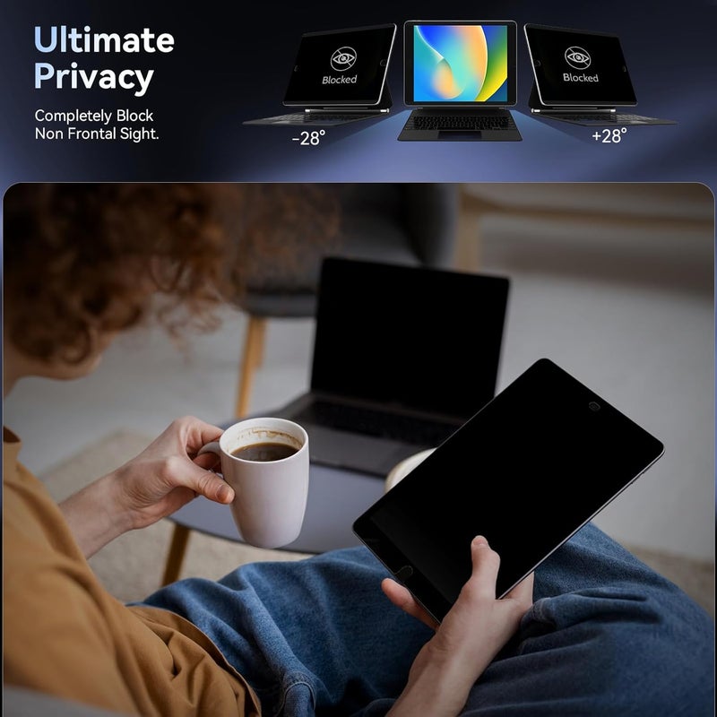 Protescreen Privacy Screen Protector Compatible With iPad 10.2 inch(9th/8th/7th Gen, 2021/2020/2019), Anti Glare Blue Light Spy Filter Private, High Sensitive Bubble-Free Easy Install Black Security Screen Shield - Image 2